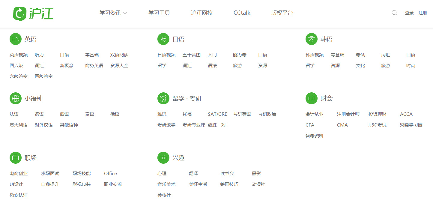 沪江资源探索与下载利用